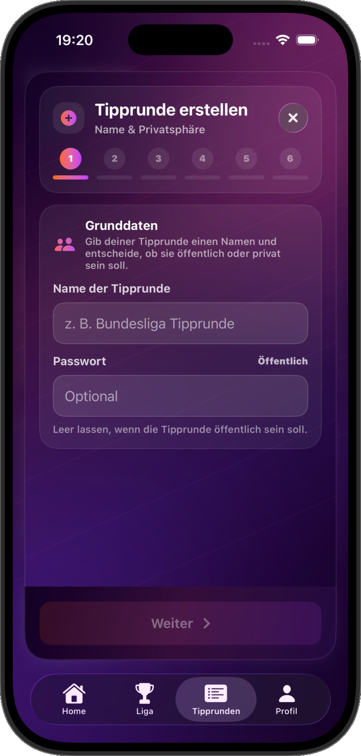 Protip Tipprunde erstellen Schritt 1