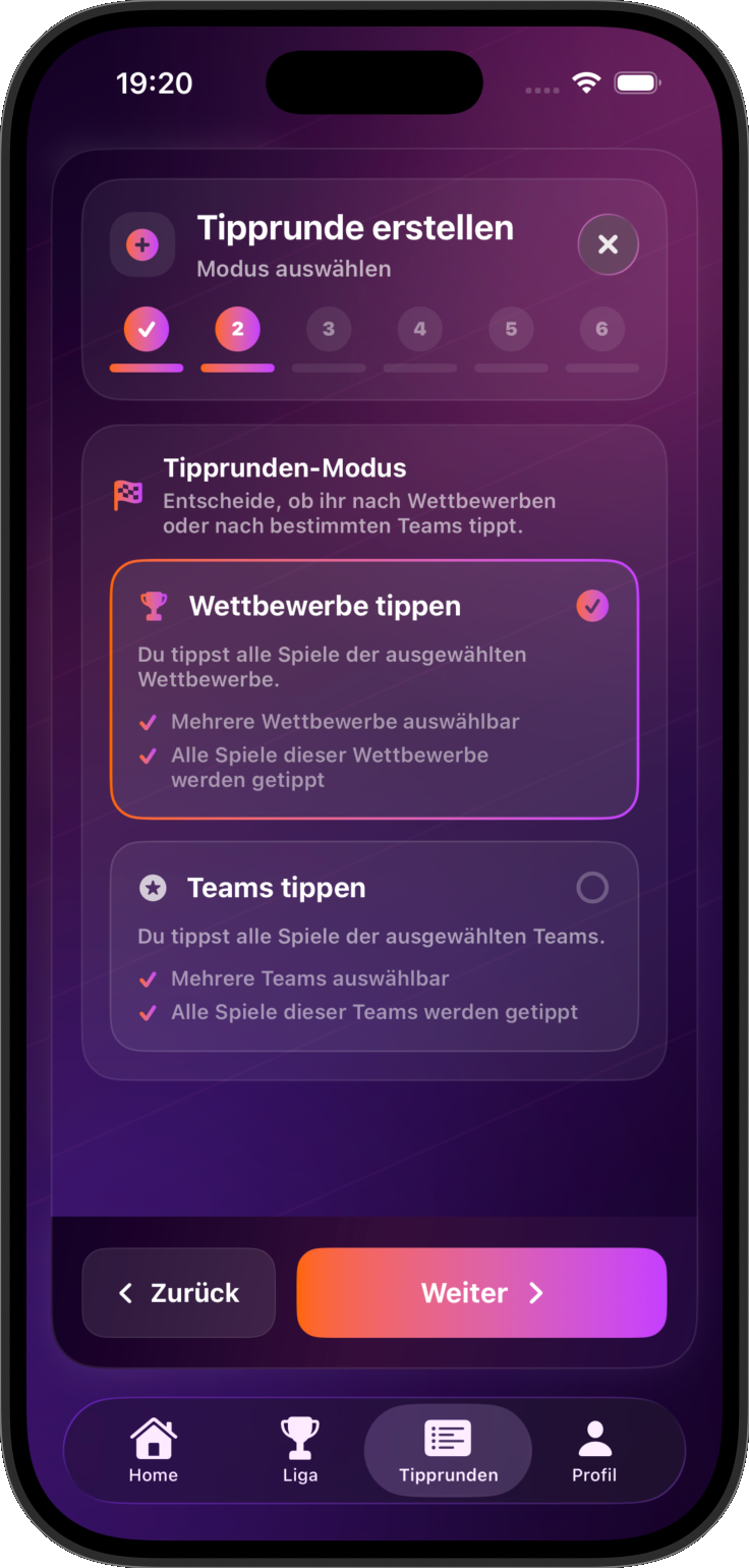 Protip Tipprunde erstellen Schritt 2