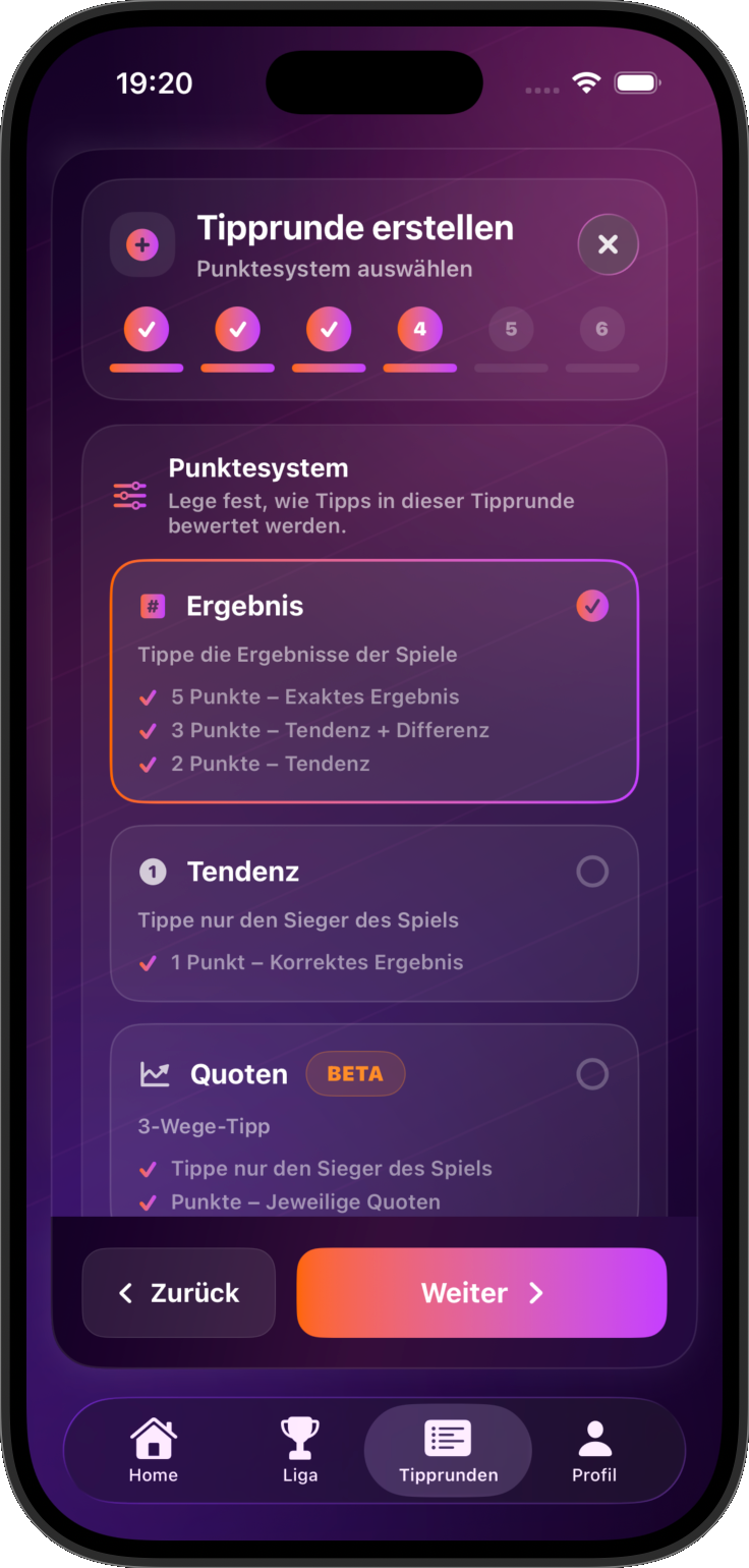 Protip Tipprunde erstellen Schritt 3