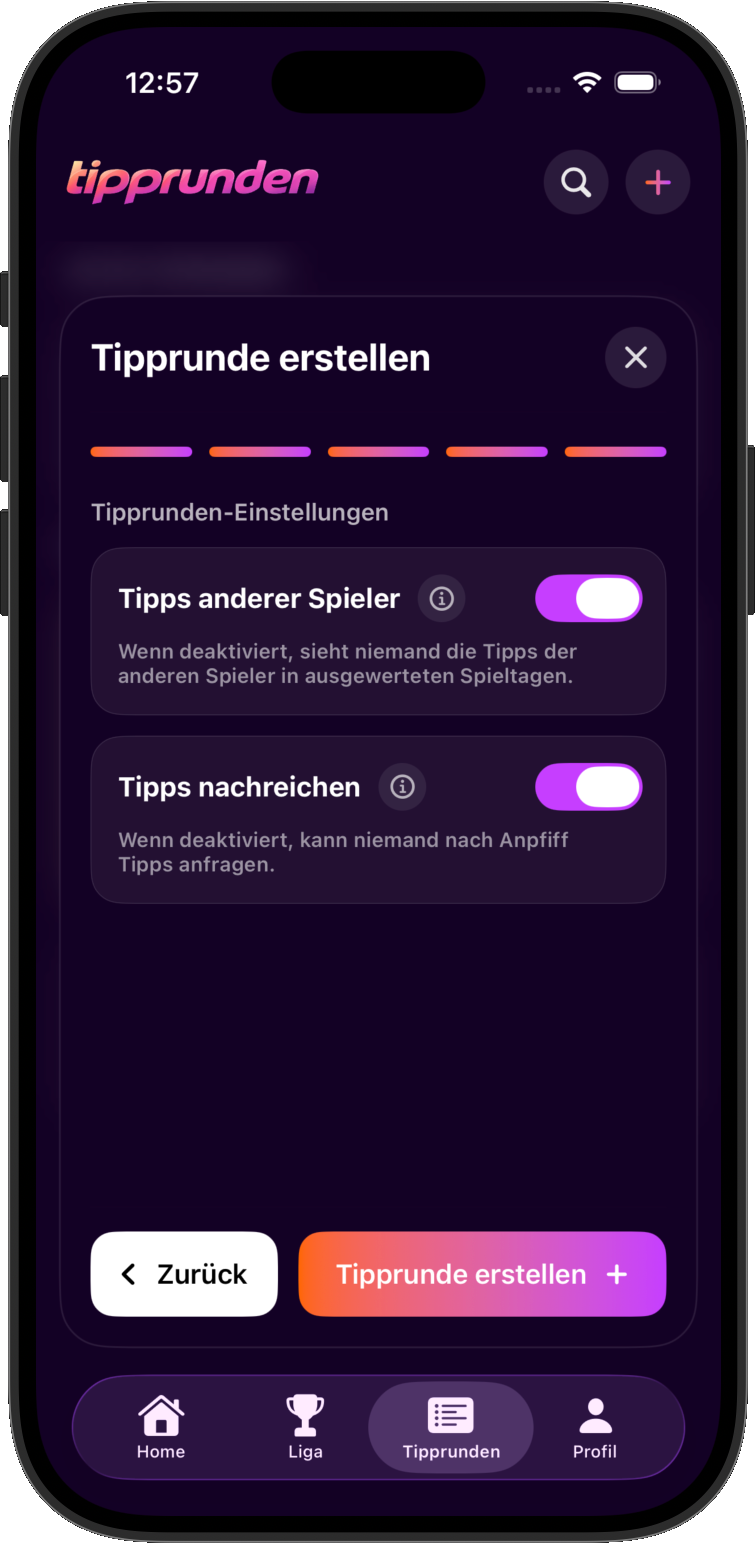 Protip Tipprunden Einstellungen