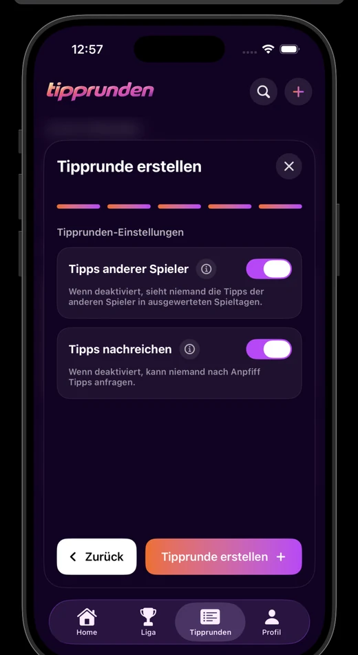 Protip Tipprunden Einstellungen