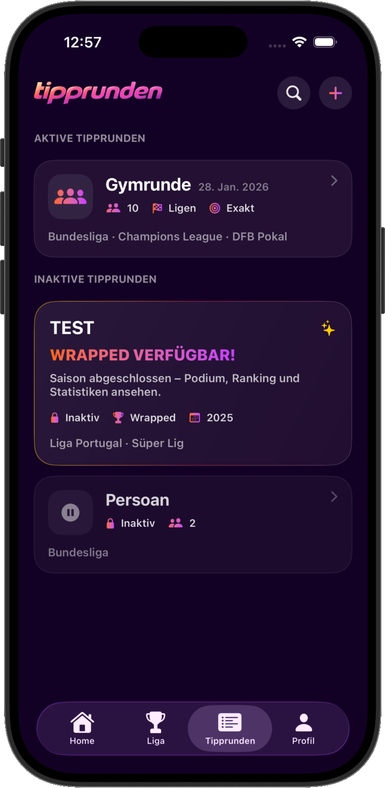 Protip Tipprunden Übersicht
