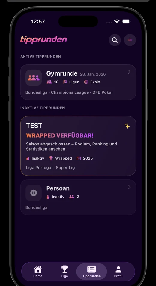 Protip Tipprunden Übersicht